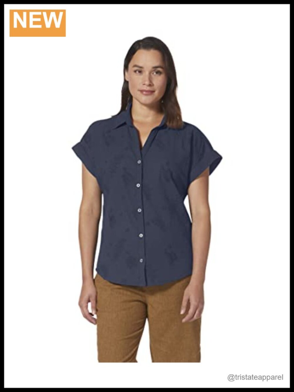 Women's 100% Cotton Short Sleeve Collared T-Shirt with Pockets